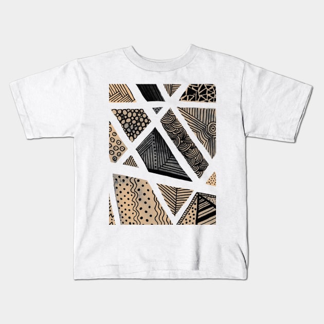 Geometric doodles - beige and grey Kids T-Shirt by wackapacka